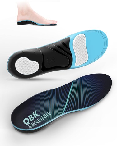 Plantar Fasciitis Insoles, QBK High Arch Insoles for Men&amp; Women, Alleviating High Arches, Flat Feet, Plantar Fasciitis, Overpronation, and Maintaining Body Balance, XL