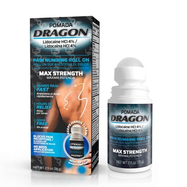 Dragon Lidocaine Roll On Maximum Strength, Numbing Cream for Pain Relief, Foot, Heel, Muscle, Nerve, Lidocaine Pain Relief, No Mess, Roll On Lidocaine for Joints, 2.5 oz