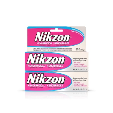 Nikzon Max Strength Hemorrhoid Treatment Cream, Vasoconstrictor &amp; Anesthetic, Fast Soothing Relief from Hemorrhoidal Pain, Itching, Burning &amp; Inflammation, with Aloe Vera &amp; Vitamin E, 0.9 Oz, 2-Pack