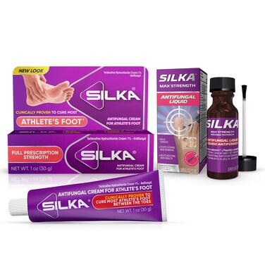 Silka Max Strength Antifungal Liquid &amp; Cream Set - Powerful Relief for Toenail Fungus, Athlete's Foot, and Ringworm, Itch and Burn Relief