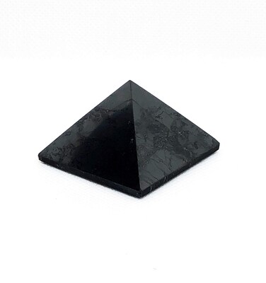 Polished Shungite Pyramid 1.77 Inches 45 mm, Contains Fullerenes for EMF Protection   Authentic Anti-Radiation Shungite Stone Figures from Karelia, Russia   1.77 Inch 4.5 cm Pyramid