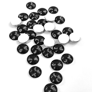 Boutique Marketing Black Lash Print Cabochon 100 Pack Cabochon For Crafting, Making Jewelry, or Gluing to Top of Lash Brush and Wand Tube Simple Lash Print Design 100 Count