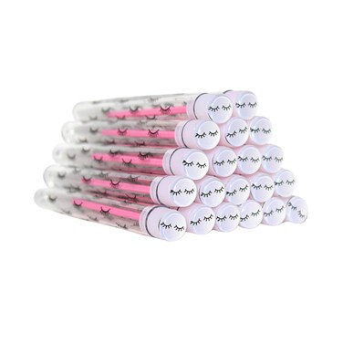 Lash Brush Wands   20 Pack   Eyelash Extension Supplies   Disposable Lash Spoolie Brush   Lash Print Tube &amp; Pink Brush Design