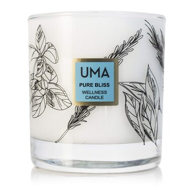 UMA Pure Bliss Wellness Relaxing Candle   11 oz Ayurvedic Candle for Stress &amp; Tiredness   100% Organic Chamomile &amp; Lavender for Meditation, Relaxation, &amp; Soothing Effects (1 Unit)