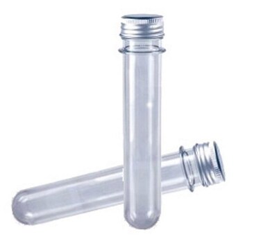6PCS 100ML 3.4oz Clear Plastic Empty Refillable Test Tube Bottle Sample Cosmetic Candy Mask Bath Salts Vial Case Jar Pot Holder Container with Aluminum Cap