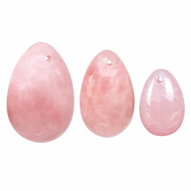 MIMOSA Bigger Rose Quartz Eggs Set of 3, GIA Certified, Pink