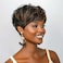 Short Curly Wigs for Black Women Pixie Cut Wig for Womens Short Hair Black Wig with Bangs Natural Wavy Synthetic Wigs for Black Women (Black mixed brown)