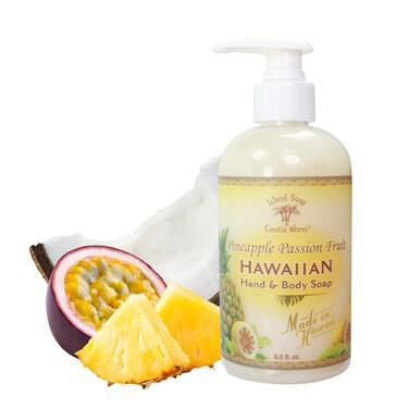 Island Soap &amp; Candle Works Botanical Liquid Hand Soap - Vegan Hand Soap for Men and Women - Luxury Skincare for Bathroom - Hawaiian Gifts for Sensitive Skin - Pineapple Passionfruit - 8.5 Ounce Bottle