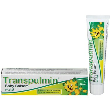 Transpulmin Baby Balm mild With Valuable Essential Oils, Soothing Cold Balm for Children from 3 months, for Cold, Cough and Runny Nose, 40 ml / 1,40 Oz