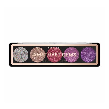 Profusion Cosmetics Amethyst Gems 5 Shade Glitter Eyeshadow Palette, Multicolour (Amethyst Gems)