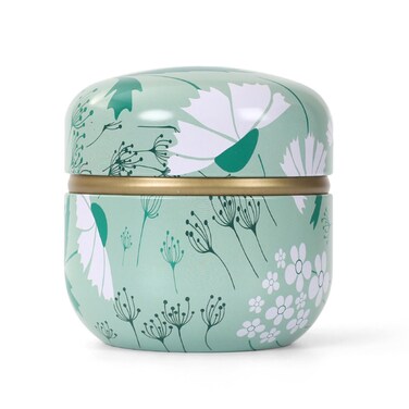 SHIMIDO Body Powder Puff and Container, 3.15" Portable Empty Body Powder Container for Baby Women's Loose Dusting Powder, Powder Case Box with Lids for Bath, Travel and Home Use (White Flowers)