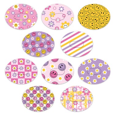 Dexcom Adhesive Mix Design - Adhesive Patches with Split Backing, Easy to Apply x 10 Pack - Smiley (Dexcom G6)