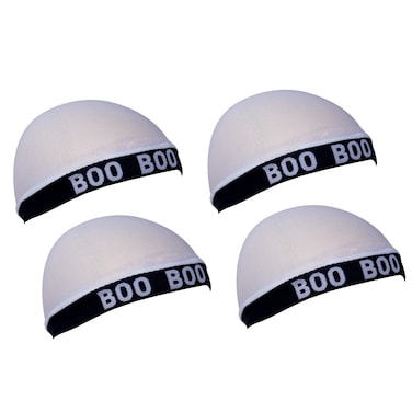 Dream World Boo Boo Deluxe Luxury Stocking Wave Cap (4 Packs)-Wire Elastic Band-White