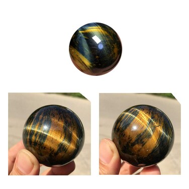 1 pcs 3.5cm Natural Blue Tigers Eye Jasper Quartz Sphere Crystal Ball Rock Healing 40g-50g