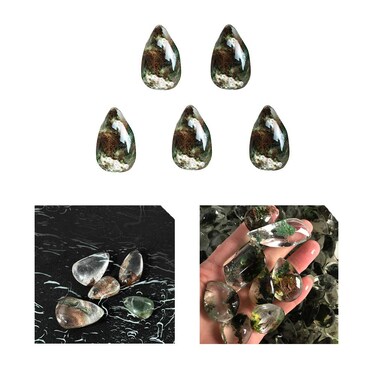 Acxico 5 pcs Natural Ghost Phantom Stone Quartz Crystal Gemstone Specimen Healing Pendant 2-3cm