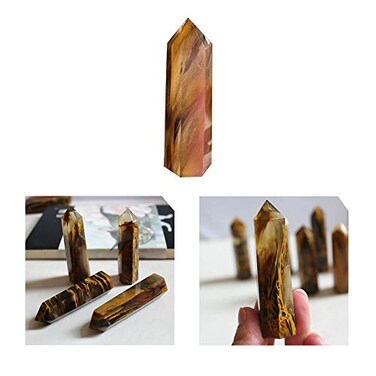 Acxico 1 pcs Rare Natural Yellow Lemurian Citrine Quartz Crystal Rough Point Column Polished 7-9cm