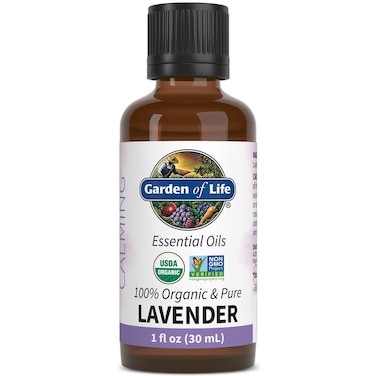 Garden of Life Essential Oil, Lavender 30 ml, USDA Organic &amp; Pure, Clean, Undiluted &amp; Non-GMO - for Diffuser, Aromatherapy, Meditation, Skincare, Sleep - Calming, Relaxing, Soothing, 1 Fl Oz