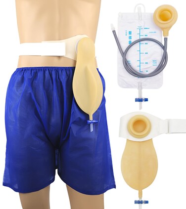 Colostomy bags, Reusable Drainable Pouches for Ostomy Ileostomy Stoma Care Portable Urine System Urinary Collection Bag with a Belt, Ostomy Supplies, Non-irritating, for Elderly&amp;Man Day&amp;Night (1000ml)