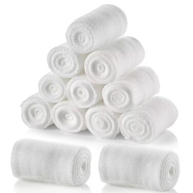 Gauze Rolls Bandages 4 Inch x 4.9 Yards Breathable Gauze Wrap Conforming Stretch Gauze Bandage for First Aid Wound Care 12 Pack