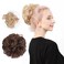 Messy Curly Bun, Synthetic Wavy Hair Buns For Women Girls, Tousled Wavy Bun Hairpieces, Wrap Around Scrunchies Hair Extensions (Light Brown)