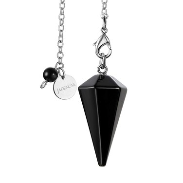 JADENOVA Pendulum Crystal Necklace Natural Obsidian Crystal Pendulums for Divination Dowsing Quartz Chakra Reiki Healing Jewelry for Women Men