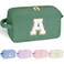 YOOLIFE Travel Makeup Bag Cosmetic Bag - Monogram Initial Cute Make Up Bag Makeup Brush Bag Teen Girl Stuff Personalized Teen Girl Gift Daughter Friend Birthday Gifts for Women Her Girl Green Letter A