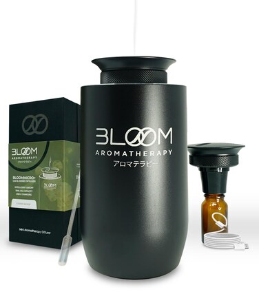 Car Diffuser Black, Cold Air Essential Oil Diffuser for Home &amp; Car Air Freshener, Portable Waterless Heatless Metal, Advanced Vibration Sensors