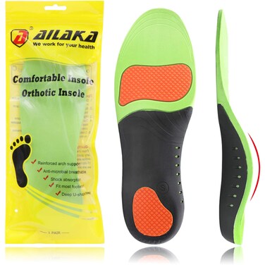 Ailaka Orthotic Cushion Arch Support Shoe Insoles for Men &amp; Women, Unisex Daily Shock Absorption Gel Sports Inserts for Flat Feet, Plantar Fasciitis, Heel Pain Relief