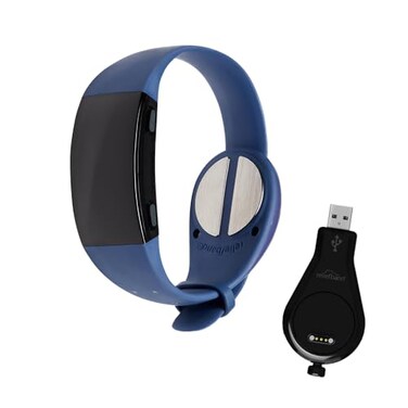 Reliefband Premier Anti-Nausea Wristband for Motion Sickness, Morning Sickness, Travel &amp; Vomiting Relief - Motion Sickness Wristband FDA Cleared Drug-Free Nausea Relief Band (Blue + USB Charger)