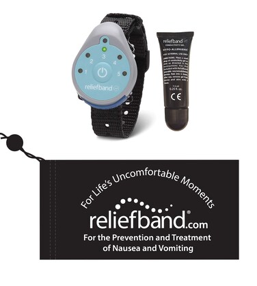 Reliefband Classic Anti-Nausea Wristband for Motion Sickness, Morning Sickness, Travel, Sea Sickness &amp; Vomiting Relief - FDA Cleared, Drug-Free, Fast-Acting Nausea Relief Band w/Gel Tube &amp; Pouch