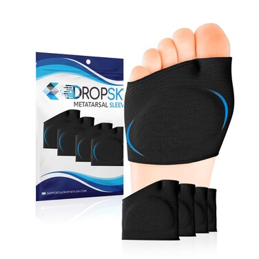 Metatarsal Pads Women Sleeves Inserts with Gel (4-Pack) Ball of Foot Cushions for Women &amp; Men Pain Relief Soft Padding - Sesamoiditis Pads, Metatarsalgia Insoles, Metatarsal Foot Men (Black)