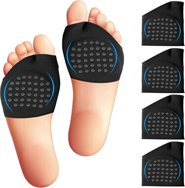 Metatarsal Pads Women Sleeves Anti-Slip Inserts with Gel (4-Pack) Ball of Foot Cushions for Women &amp; Men Pain Relief Soft Padding - Sesamoiditis Pads, Metatarsalgia Insoles, Metatarsal Foot Pad