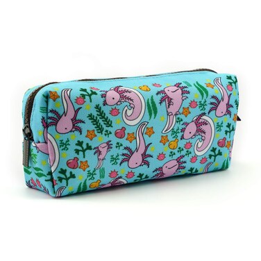 LParkin Axolotl Teen Students Canvas Pencil Case Pen Bag Pouch Stationary Case Makeup Cosmetic Bag