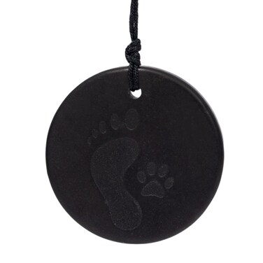 Shungite Engraved Pendant Circle with Cord - Authentic Healing Stone for Chakra and Energy Balancing - (Best Friends)