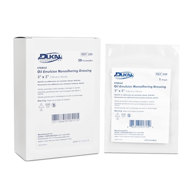 Dukal Oil Emulsion Dressing, 3" Width x 3" Length, Pack of 50
