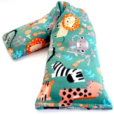 Microwave Double-Layered Heating Pad for Pain Relief - Extra Long 20"x5" Moist Heat for Back Neck Shoulders Cramps Sore Muscles Aches and Joints - Oats Bean Bag Pack Neck Wrap. Safari Jungle Theme