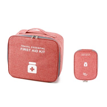 Empty First Aid Bags, Travel Medicine Bag, Medical Supplies Organizer Bag, Portable Kit for Traveling, Car, Home, Camping, Office, Hiking, Outdoor (Cationic Wine Red)