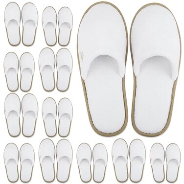 BERGMAN KELLY - Spa Slippers - Disposable Indoor House Slippers - Closed Toe House Shoes for Men &amp; Women - Value Pack Hotel Indoor Shoes for Guests - Washable &amp; Reusable for Travel &amp; Wedding