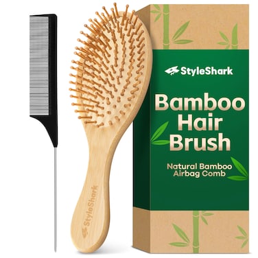 Bamboo Paddle Brush - Scalp Massager for Hair Growth, Suitable for Men, Women, and Kids with Curly, Thin, Long, Short, Wet or Dry Hair