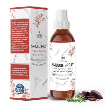 SOUL STICKS White Sage &amp; Dragon's Blood Smudge Spray for Cleansing and Negative Energy   3.5oz White Sage Smudge Spray with Real Quartz Crystals   Car Fragrance Sage Room Spray for Home Cleansing