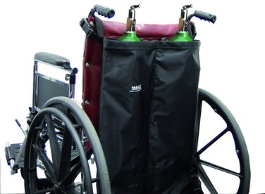 Skil-Care Oxygen Cylinder Holder, Double Tank, Fits 16"-24" Wheelchairs, Durable Nylon Construction, Adjustable Straps, Convenient Carry Handle, 707028