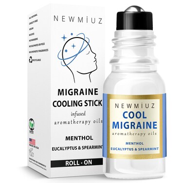 Cool Menthol Migraine Roll on Stick Natural Fast Cooling Peppermint Eucalyptus Aromatherapy Essential Oil for Headache Perfect Selfcare Gift Men Women