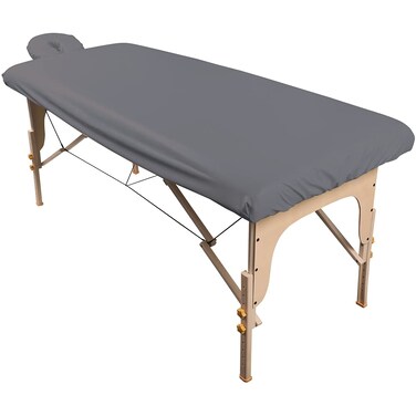 ForPro Professional Collection Waterproof Massage Table Cover, Protective Spa Treatment Sheet Set for Massage Tables, Machine Washable, Includes Massage Fitted Sheet and Face Rest Cover, Cool Grey