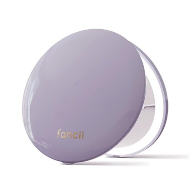 Fancii Mini Taylor Compact Magnifying Mirror with LED Light, 10x/1x, Rechargeable, 3 Light Settings, Dimmable - Small Lighted Travel Handheld Mirror for Pocket, Handbag, Purse, 2-Sided Foldable