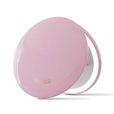 Fancii Compact Magnifying Mirror with LED Light, 10x/1x, Rechargeable, 3 Light Settings, Dimmable - Small Lighted Travel Handheld Mirror for Handbag, Purse, 2-Sided Foldable (Mini Taylor) (Pink)
