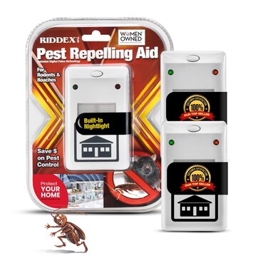 RIDDEX Plus Insect Repellent   Plug in, Mouse Deterrent - Pest Control for Defense Against Rats, Mice, Roaches, Bugs and Insects   Control Pests with No Toxins   White 2-Pack