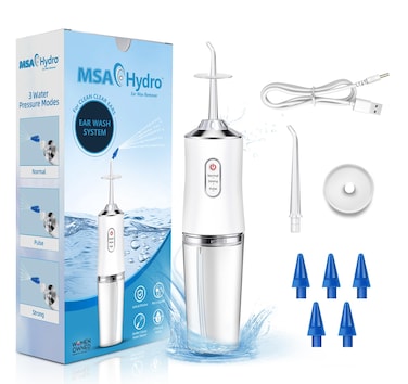 MSA Hydro Ear Wax Remover Kit, Safe, Quick and Effective Ear Cleaning, Gentle Ear Irrigation and Flushing, Adults and Children, Adjustable Water Pressure (Hydro Kit)