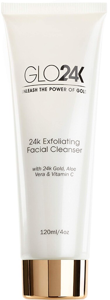 GLO24K Exfoliating Facial Cleanser with 24k Gold, Aloe Vera, and Vitamins. For a Radiant, Purified, Fresh looking Skin.