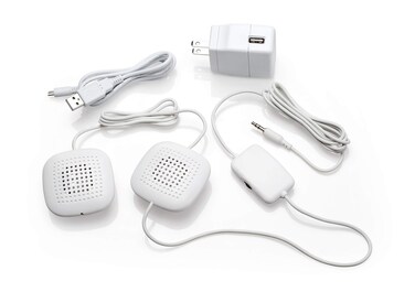 Sound Oasis Amplified Pillow Speakers, 2 Ultra-Thin Hi-Fi Stereo Speakers, Volume Control, Surround Sound for Music, Sleep, Tinnitus Masking, Connects to External Sound Source.