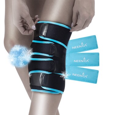 NEENCA Knee Brace with Ice Pack Wrap, Medical Knee Wrap with 3 Reusable Gel Packs, Hot &amp; Cold Therapy for Meniscus Tear, Joint Pain, Knee Pain Relief, Knee Surgery, Sprain &amp; Swelling- FSA/HSA Approved